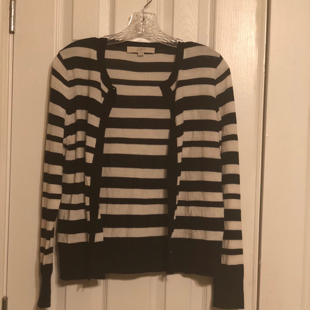 Black & white stripe lightweight cardigan